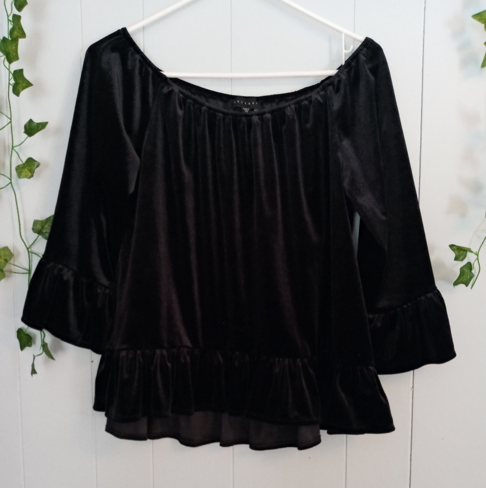 Sanctuary Black Black Velvet Off Shoulder Top - Picture 8 of 12